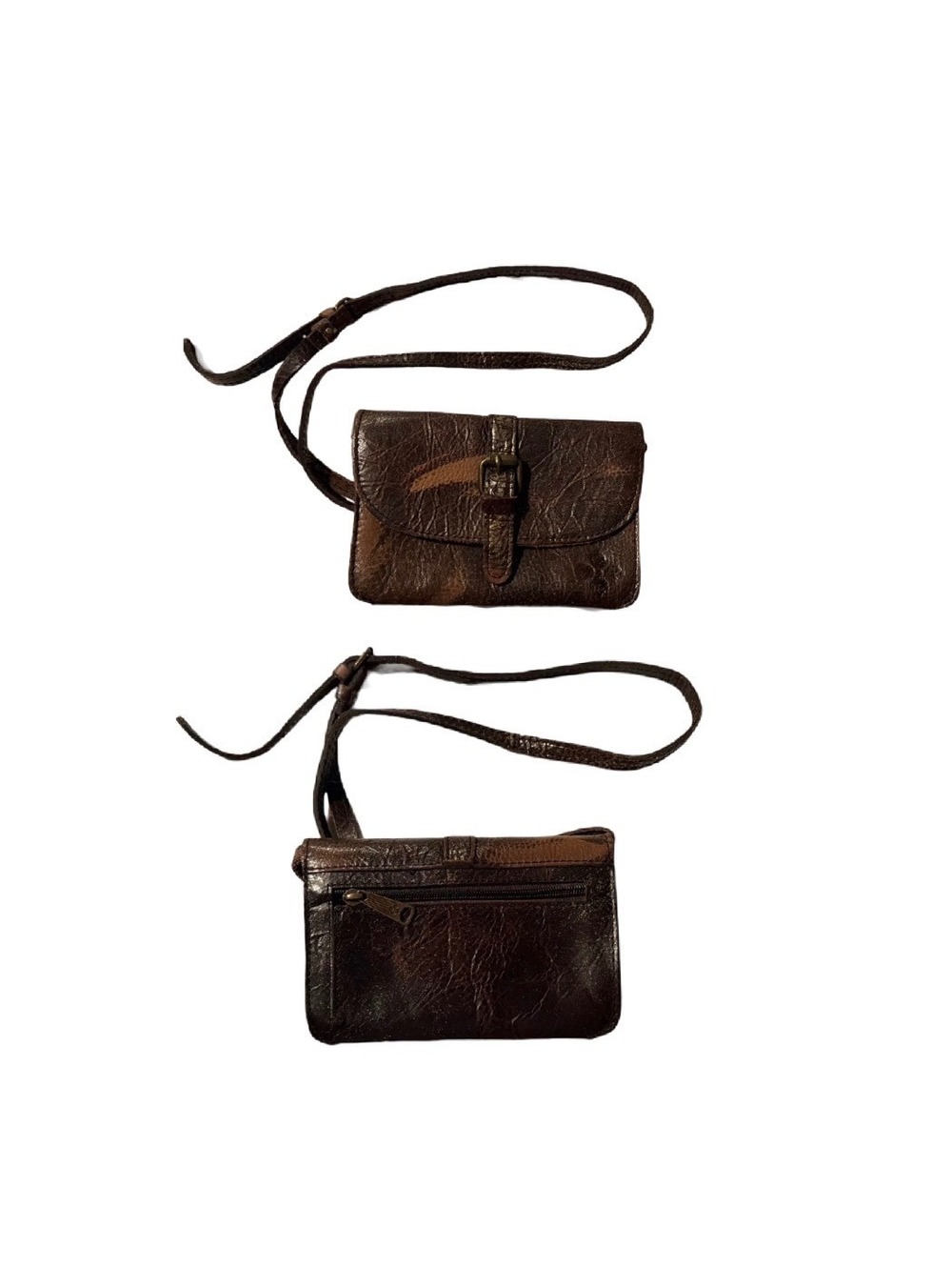 Patricia Nash Torri Brown Distressed Vintage Leather Small Crossbody Bag Wallet